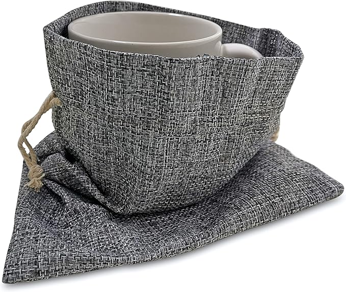 Supply Friend 50 Gray Burlap Bags with Drawstring, 7x10 Inch Gift Bag Bulk Pack for Mugs, Mason Jars, Christmas, Wedding Party Favors, Jewelry and Treat Pouches