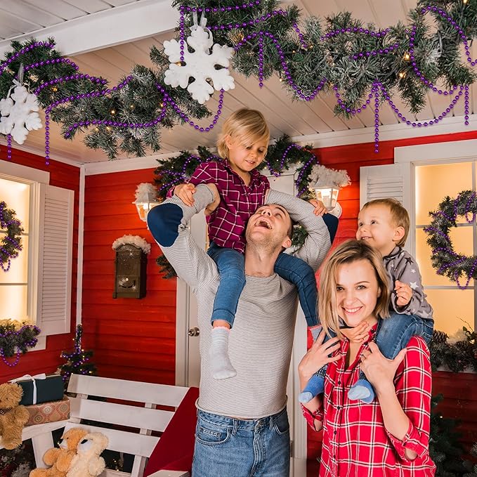 100 Feet Purple Christmas Decorations for Tree, Artificial Garland for Christmas Tree, Christmas Beads Garland for Xmas Tree Decorations Home Fireplace Balcony Party DIY Decor