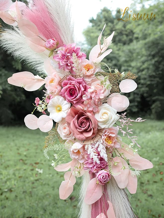 Wedding Arch Flowers, Artificial Flowers for Decoration, Large Flower Swag for Boho Styles Wedding Ceremony Floral Decor - Pack of 2