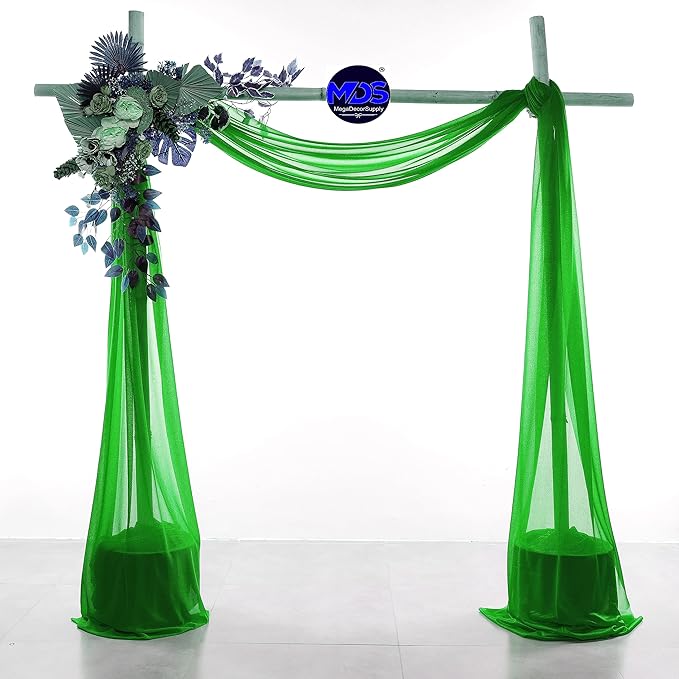 MDS Halloween Chiffon Draping Fabric - 1 Panel, 30" Wide x 50ft Long - Sheer Spooky Arbor & Canopy Drapery for Haunted House Backdrops, Party Ceilings, DIY Costumes & Themed Events - Green