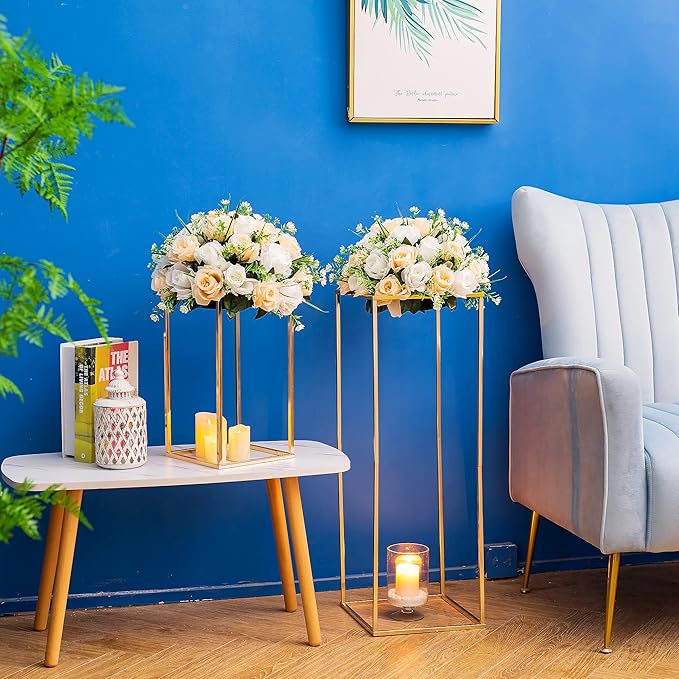 Gold Flower Stand for Table: 31.5” Tall Centerpiece Stand for Wedding Table Reception Floral Center Pieces with Home Decoration Party Event 10 PCS