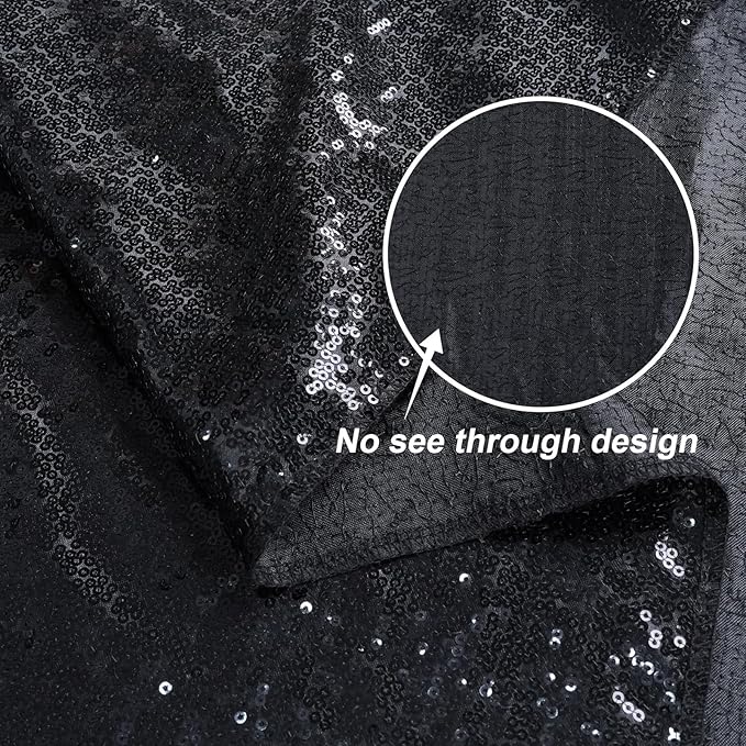 Black Sequin Backdrop Curtains, Black Backdrop 6ftx6ft Glitter Photo Backdrop Curtain for Party Decoration Thickened Sparkle Photoshoot Background NO See-Through