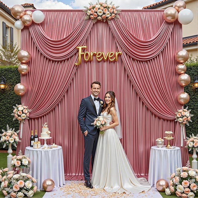 20x10ft Thick Rose Gold Glitter Backdrop Curtain Panels for Parties, Wrinkle Free Sequin Sparking Photo Backdrop Drapes, 4 Panels 5x10ft Shimmer Back Drop Cloth for Wedding Birthday Photography