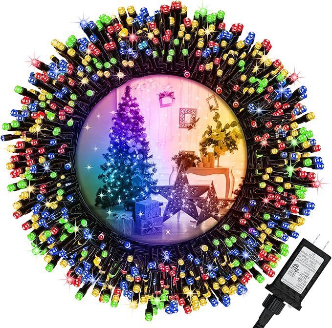 100 LED Christmas String Lights, 39FT Indoor Lights Plug-in with 8 Modes & Timer & Memory Function, Waterproof Christmas Lights Outdoor for Holiday Party Christmas Tree Decor