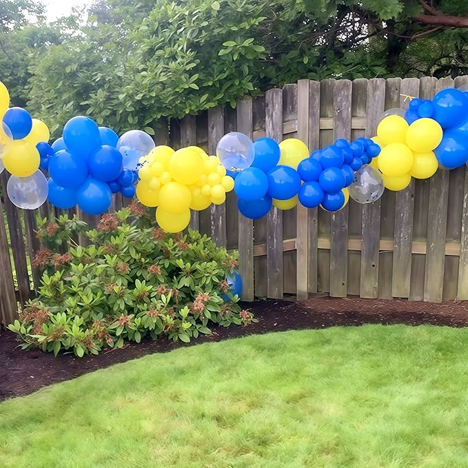 Navy Blue Yellow White Balloons, 12 Inch Navy Blue Yellow White Party Balloons, Dark Blue Yellow Latex Balloons Set for Boys Men Birthday Wedding Baby Shower Graduation Anniversary Party Decorations