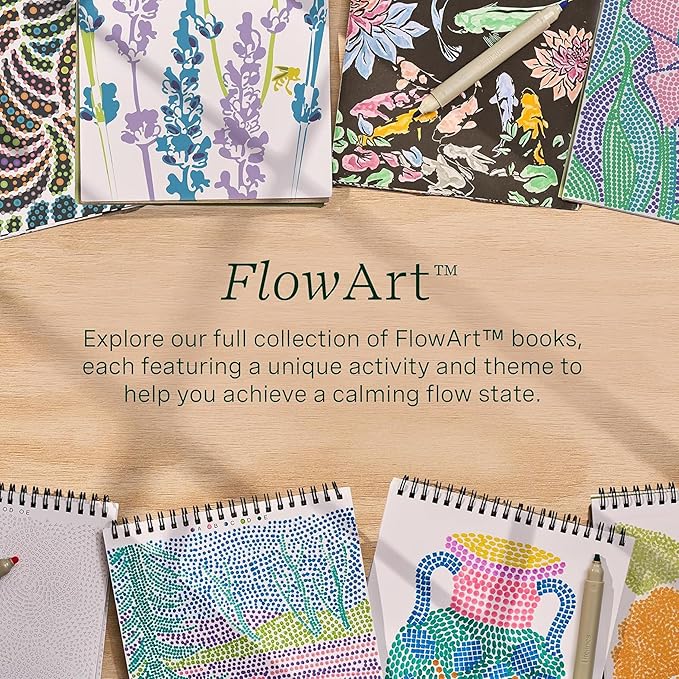 Lifelines FlowArt Activity Pad, 2-Pack - Guided Art Meditations with Markers - Mediterranean Mosaic Designs & Animal Hidden Patterns - Coloring Books for Teens, Adults & Seniors
