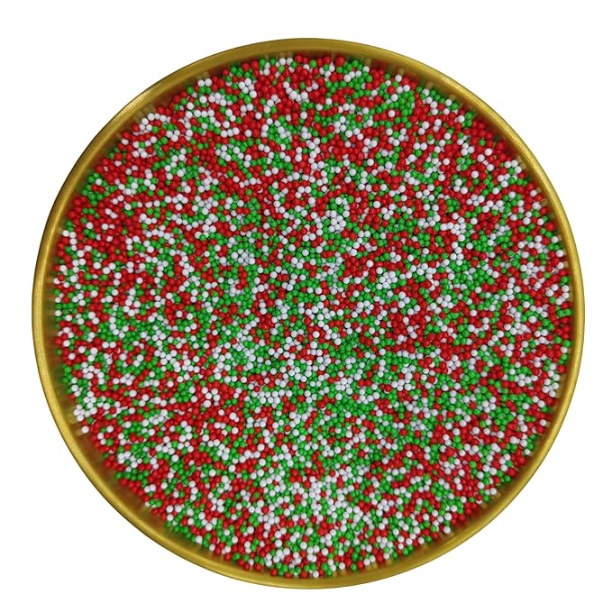 Edible Red & Green & White Pearl Sugar Sprinkles Candy 2mm Mini Pearls Cake Decorations Cupcake Toppers Cookie Decorating Perfect for Wedding Party Valentine Halloween Christmas Supplies 3OZ