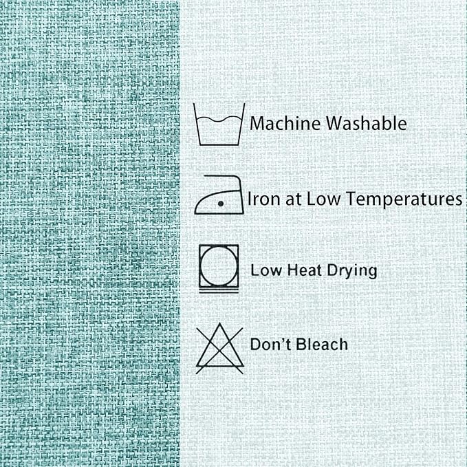 Hiasan 2 Pack Faux Linen Rectangle Tablecloth - Wrinkle and Stain Resistant Washable Table Cloth for Kitchen Dining Room Holiday Table Cover for Party Dinner, Aqua, 54 x 80 Inch