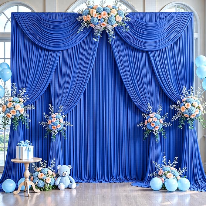 40ft x 12ft Royal Blue Backdrop Curtains Wrinkle Free Backdrop Curtain for Wedding Parties Blue Fabric Backdrops Drapes Back Drop Cloth Bridal Shower Stage Curtains Wedding Decorations for Reception