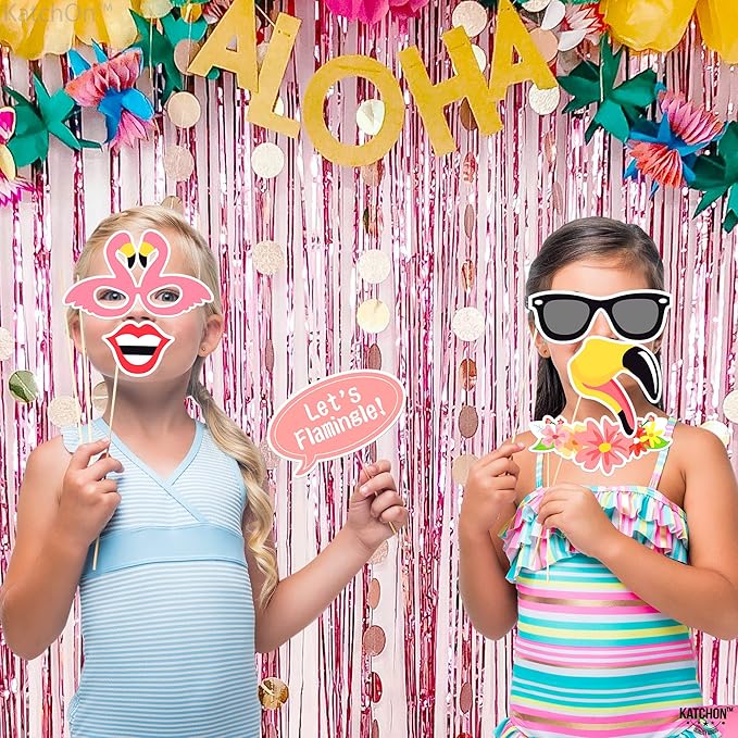 KatchOn, Luau Photo Booth Props - Pack of 21 | Tropical Photo Booth Props, Luau Party Decorations | Beach Party Decoration | Hawaiian Prop, Hawaiian Themed Party Decoration Flamingo Party Decorations
