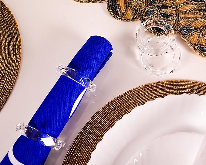 Transparent Acrylic Napkin Rings - Set of 12 Elegant Serviette Holders for Wedding, Party, Dining Table & Holiday Décor - Clear Napkin Rings by ALPHA Living HOME