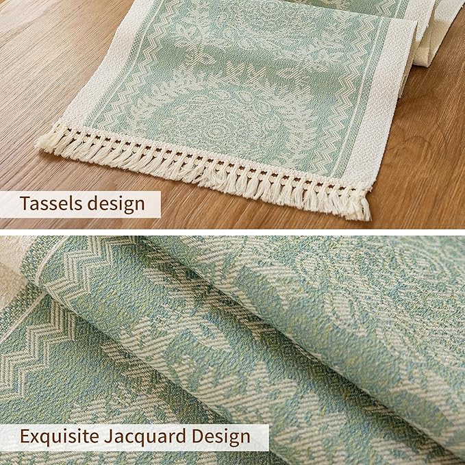 Table Runners 83 Inches,Waterproof Boho Table Runner with Tassel Fringe,Table Runner for Party Coffee Table
