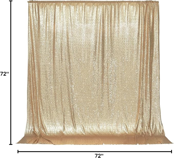 PartyDelight Sequin Backdrop Light Gold 6FTx6FT Wedding Curtain Special Events Party