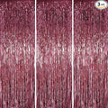 3 Pack 3.3 x 6.6 ft Burgundy Foil Fringe Backdrop Curtains, Tinsel Streamers Party Decorations, Fringe Backdrop for Birthday, Baby Shower, Gender Reveal, Graduation