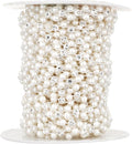 Mandala Crafts 0.25 Inch Crystal Faux White Pearl Beads Roll - 10 Yards Strand of Rhinestones Fake Pearls Chain Garlands Spool String for Christmas Tree, Wedding, Party, Vases, DIY Decoration