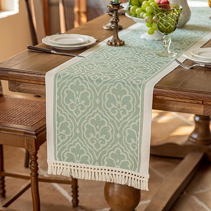 Table Runners 83 Inches,Waterproof Boho Table Runner with Tassel Fringe,Table Runner for Party Coffee Table