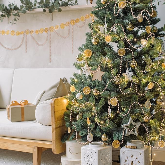 100 Feet Christmas Tree Decor, Rose Gold Christmas Tree Garland, Artificial Beads Strands Chain Xmas Tree Decorations for Xmas DIY Fireplace Curtains Home Party Decor