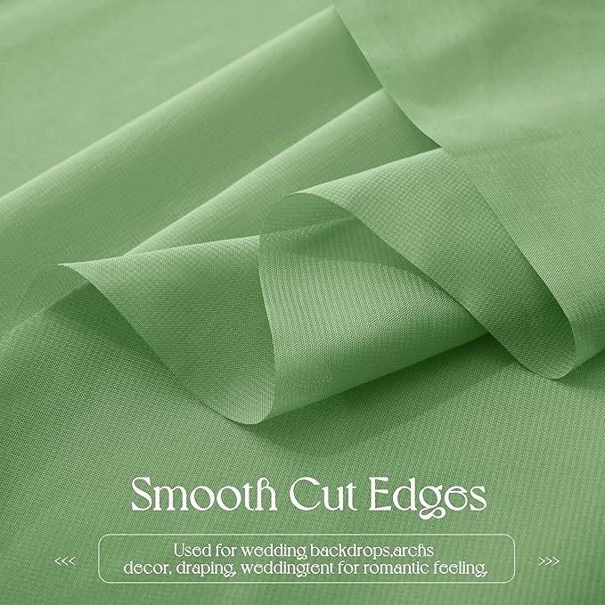 VACVELT Wedding Arch Draping Fabric Sage Green Chiffon, 1 Panel Sheer Drapes 30 Inch x 20ft Chiffon Backdrop Curtain Decor, Outdoor Sheer Drapery for Ceremony Party Ceiling