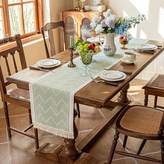 Table Runners 107 Inches,Waterproof Boho Table Runner with Tassel Fringe,Table Runner for Party Coffee Table