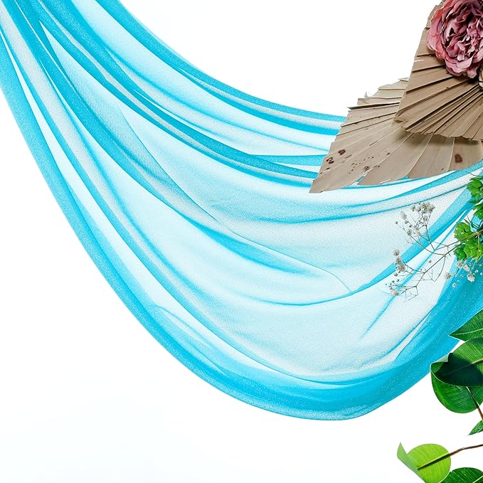 VDS Pack of 1 Panel (30 Inch X 20 Feet) Wedding Arch Draping Fabric Sheer Chiffon Fabric Drapery for Wedding Ceremony Reception Swag Backdrop Canopy Chuppah ARBO Altars Decoration (Peacock Blue)