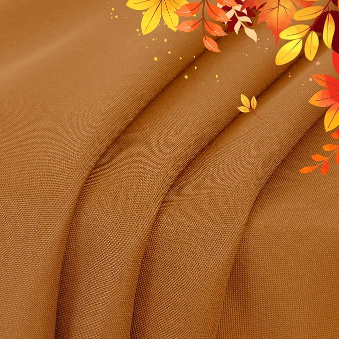 sancua Round Tablecloth 90 Inch - Water Resistant Spill Proof Washable Polyester Fall Table Cloth Decorative Fabric Table Cover for Dining Tables, Thanksgiving Parties and Camping, Bronze