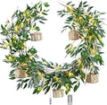 Artificial Willow Garland with Lights & Ornaments – 2-Pack Lighted Greenery Vine, USB Fairy Lights with Remote & Timer for Mantels, Weddings, Fireplace, Holidays, Parties & Everyday Home Decor