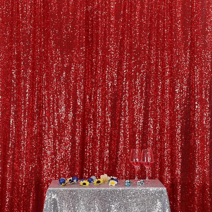 Poise3EHome Red Sequin Backdrop,5FT x 7FT Glitter Photography Background for Party Decoration