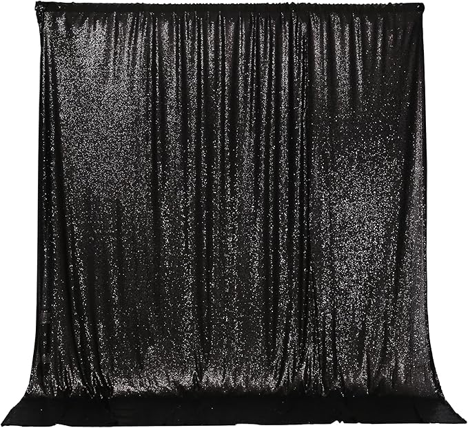 PartyDelight Black Sequin Backdrop 6Ftx7Ft Photography Curtain Special Events Party