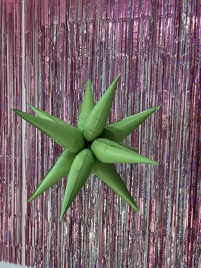 3pcs 26inch 3D matte green Explosion Star foil balloon, matte green Foil Cone Star burst Balloons for Birthday Wedding New Year Party Event
