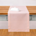 Solino Home Pink Table Runner 60 Inches - Cotton Linen Hemstitch Coffee Table Runner 14 x 60 Inch Ideal for Dresser Tables - Fall, Autumn, Halloween, Thanksgiving, Christmas