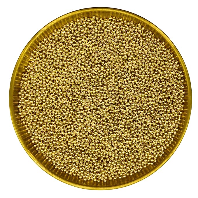 Edible Super Gold Pearl Sugar Sprinkles Candy 2mm Mini Pearls Cake Decorations Cupcake Toppers Cookie Decorating Perfect for Wedding Party Valentine Halloween Christmas Supplies 3OZ