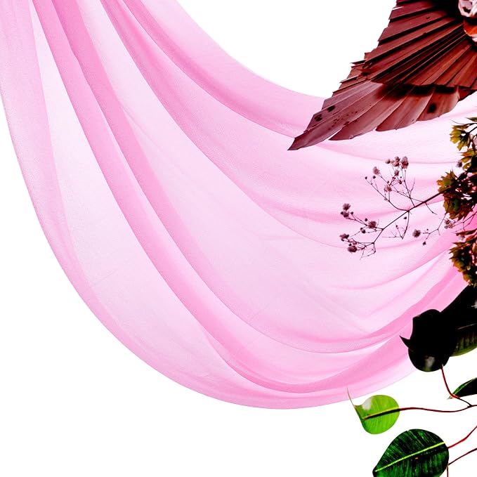 VDS Pack of 1 Panel (30 Inch X 30 Feet) Wedding Arch Draping Fabric Sheer Chiffon Fabric Drapery for Wedding Ceremony Reception Swag Backdrop Canopy Chuppah ARBO Altars Decoration (Bubblegum)