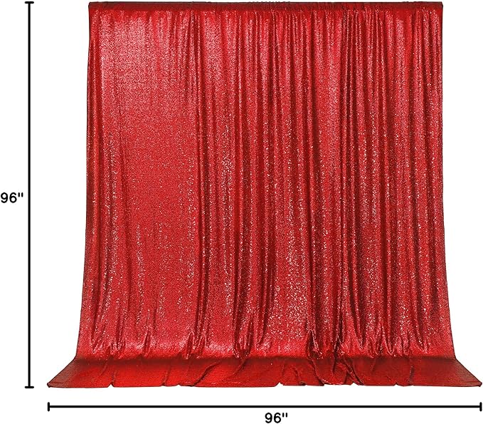 PartyDelight Red Sequin Backdrop Curtain 8FT X 8FT Sparkly for Wedding Party Room Decorations
