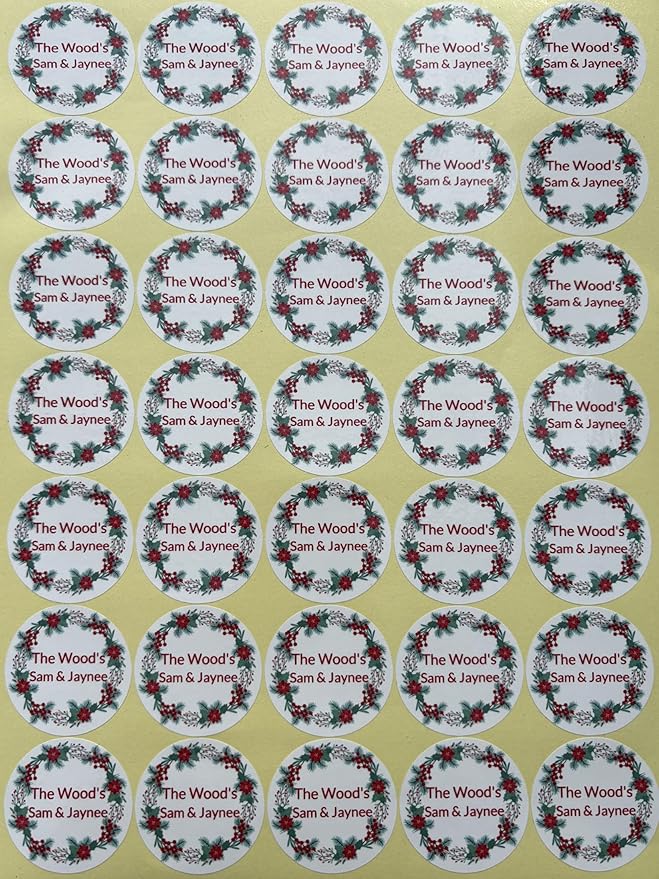 Custom Stickers for Weddings, Birthdays & Businesses - Personalized Labels with Your Logo - Waterproof, Fade and Heat Resistant - Pack of 100-1000 (Wreath E, 3 Inch)