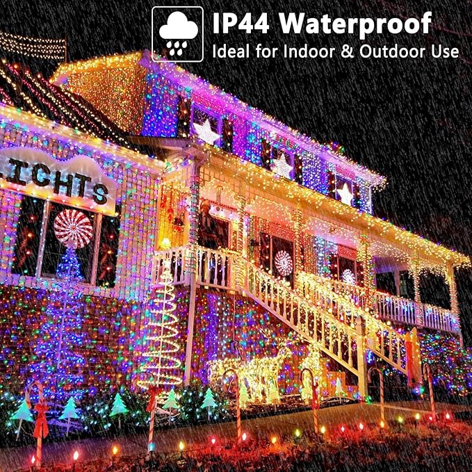 BrizLabs Christmas Lights, 180ft 500 LED Color Changing Christmas Lights with Remote Timer, 11 Modes Warm White & Multicolor LED Light String, Dimmable Decorative Xmas Light for Indoor Outdoor Tree