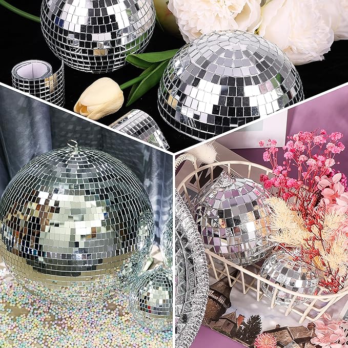 PP OPOUNT Disco Ball Tiles - 11800 Pcs, 5 x 5 mm Self-Adhesive, Mirror Tiles for Crafts & Art Collage, DIY Disco Balls, Indoor/Outdoor Decoration
