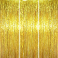 3 Pack 3.3 x 6.6 ft Gold Foil Fringe Backdrop Curtains, Tinsel Streamers Party Decorations, Fringe Backdrop for Birthday, Baby Shower, Gender Reveal, Graduation