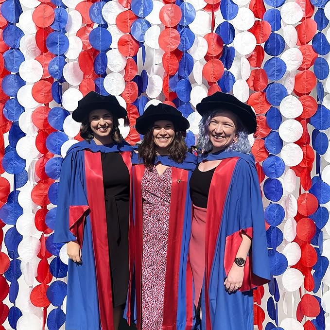 192Ft Royal Blue Red White Party Decorations Big Circle Dots Tissue Paper Backdrop Streamer Garland for 4th of July American USA National Day Patriotic Veterans Graduation Wedding Birthday Party