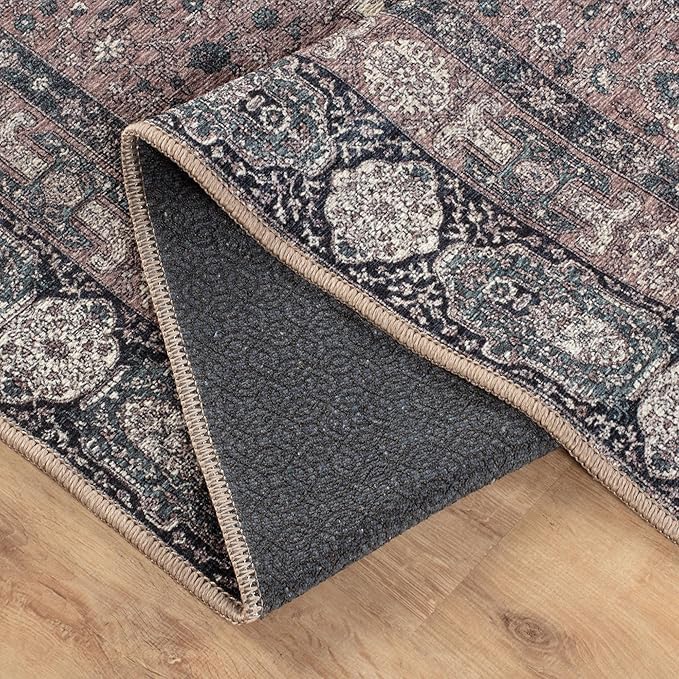 Bloom Rugs Washable Non-Slip 8' x 10' Rug - Cream/Green Traditional Medallion Area Rug for Living Room, Bedroom, Dining Room, and Kitchen - Exact Size: 8' x 10'