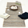 Chardin home Natural Jute Table Runner 13x48 Inch – Vintage Boho Rustic Table Decor – Handwoven Table Runner in Natural Jute and Black – Farmhouse Dining or Console Table Accent