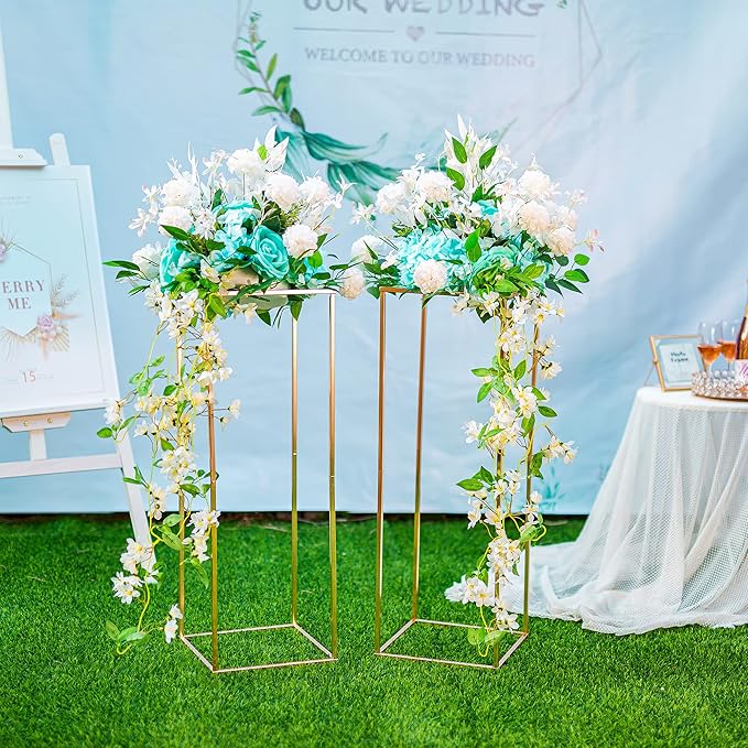 Gold Flower Stand for Table: 31.5” Tall Centerpiece Stand for Wedding Table Reception Floral Center Pieces with Home Decoration Party Event 10 PCS