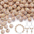 100pcs 10mm Rhinestone Beads for Jewelry Making, Light Peach AB Shiny Round Shamballa Disco Beads Bulk, Sparkle Crystal Clay Christmas for Bracelet Baseball Necklace Earring Crafting and DIY