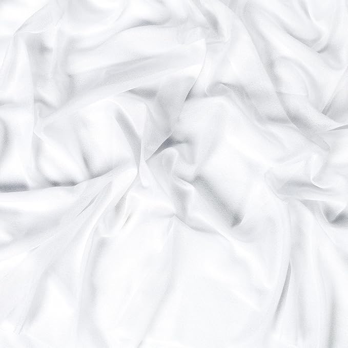 VDS Pack of 1 Panel (30 Inch X 20 Feet) Wedding Arch Draping Fabric Sheer Chiffon Fabric Drapery for Wedding Ceremony Reception Swag Backdrop Canopy Chuppah ARBO Altars Decoration (White)