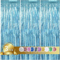 TONIFUL 3Pcs Light Blue Door Streamers,Light Blue Photo Booth Backdrop Metallic Streamers Foil Fringe Curtains for Birthday,Christmas,New Year,Bachelorette,Grad Party Streamers Decor(9.9ft x 6.6ft)