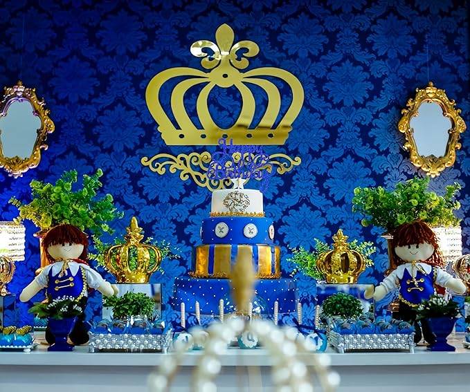 Happy Birthday Cake Topper - Royal Blue Glitter Birthday Party Cake Decoration Supplies - Happy Birthday Cake Decor, for Anniversary/Birthday Party Supplies Photo Booth Props