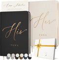 Vow Books His and Hers - Linen Wedding Vow Books Perfect as Bride & Groom Gifts, Wedding Registry Ideas - His & Hers Gifts Wedding Vow Book - Wedding Essentials & Accessories [Ivory & Black]