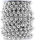 Mandala Crafts 10mm Faux Metallic Silver Pearl Beads Roll - 11 Yards Strand of Fake Pearls Chain Garlands Spool String for Christmas Tree, Wedding, Party, Vases, DIY Decoration