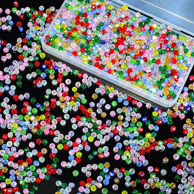 1200Pcs 4mm Colors Random Crystal Glass Beads for Jewelry Making Beads for Bracelets Necklace Pendants Making Supplies(Mixed Colors)