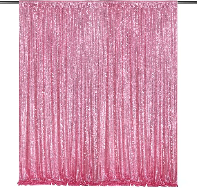 Blush Pink Sequin Backdrop Glitter Backdrop Curtains 7ft x 7ft Glitter Background for Party Baby Shower Wedding Decorations
