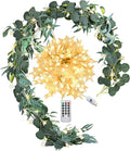 FiveSeasonStuff Woodland Whispers: Rustic Willow and Eucalyptus Garlands with 33 Feet 80 LED Star String Lights (Battery-Powered)